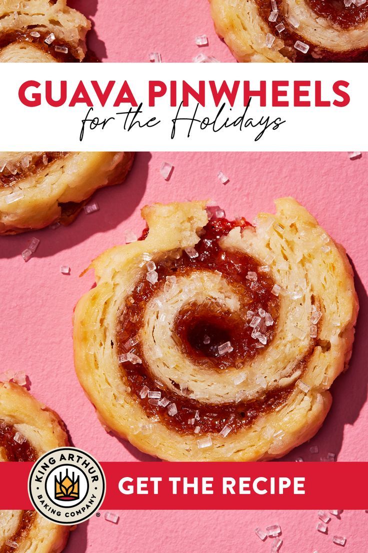 the cover of guava pinwheels for the holidays is shown on a pink background