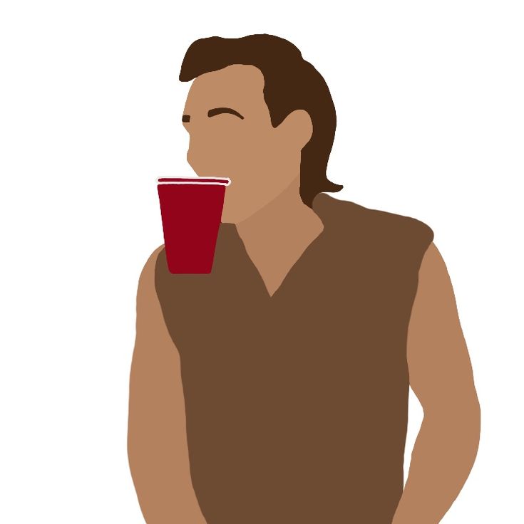 a man holding a red cup in his right hand and wearing a brown sweater vest