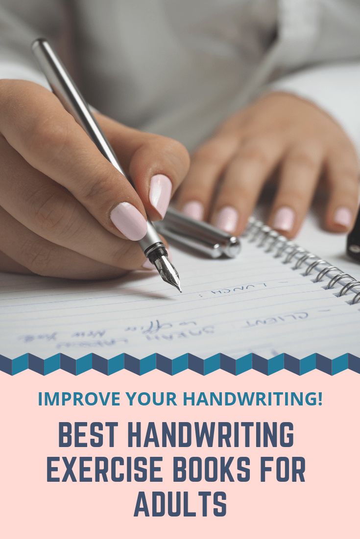 a woman writing on her notebook with the words improve your handwriting best handwriting exercise books for adults