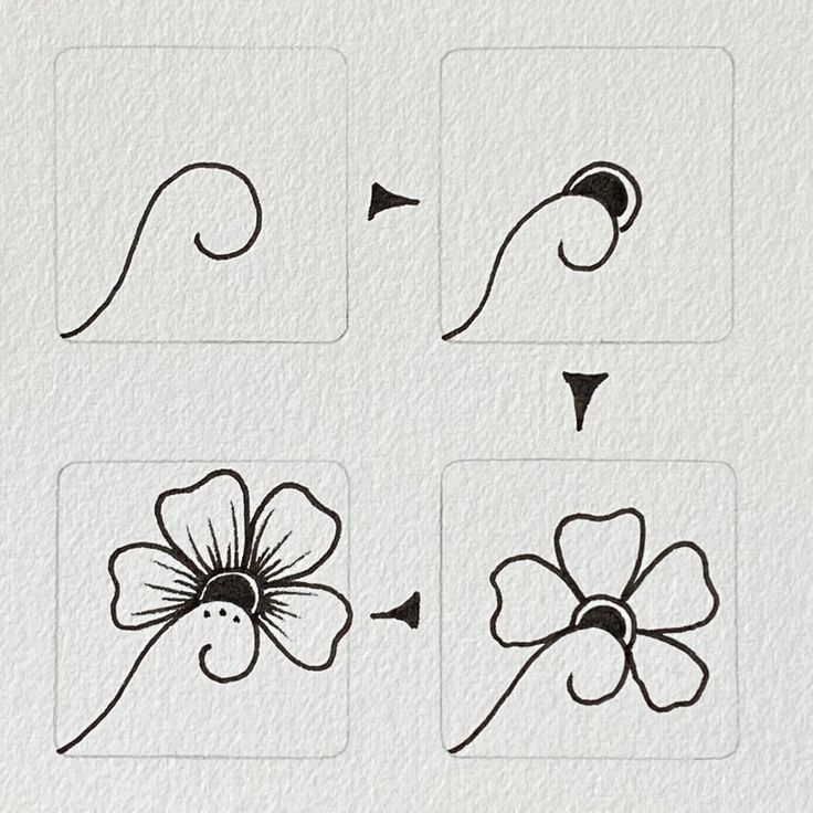 four different types of flowers drawn on paper