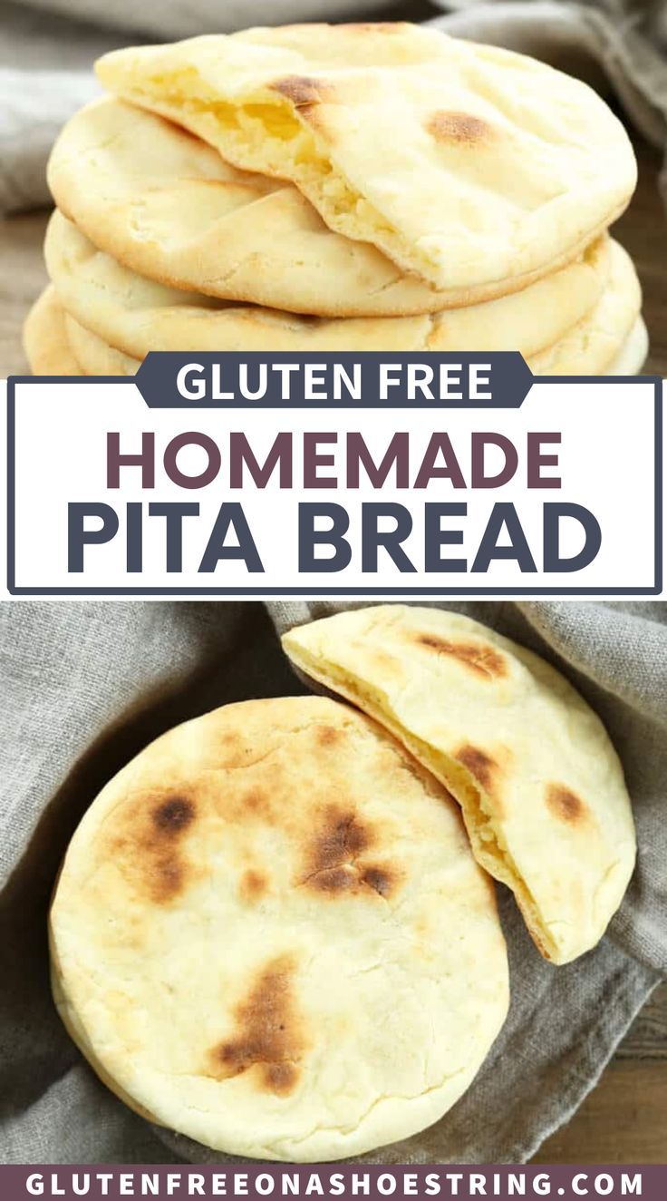 gluten free homemade pita bread with text overlay