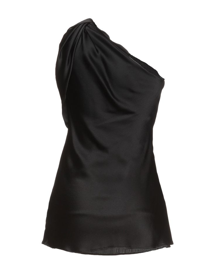 satin, draped detailing, basic solid color, deep neckline, one-shoulder, no pockets , Color: Black , Size: 6 One-shoulder Silk Top For Formal Occasions, Formal Silk One-shoulder Top, One Shoulder Silk Top For Formal Occasions, Silk Top With Asymmetrical Neckline For Party, Chic Silk One-shoulder Top For Party, Chic Silk One Shoulder Top For Party, Silk Top With Asymmetrical Neckline For Evening, Chic Silk One-shoulder Top With Asymmetrical Neckline, Chic Silk One Shoulder Top With Asymmetrical Neckline