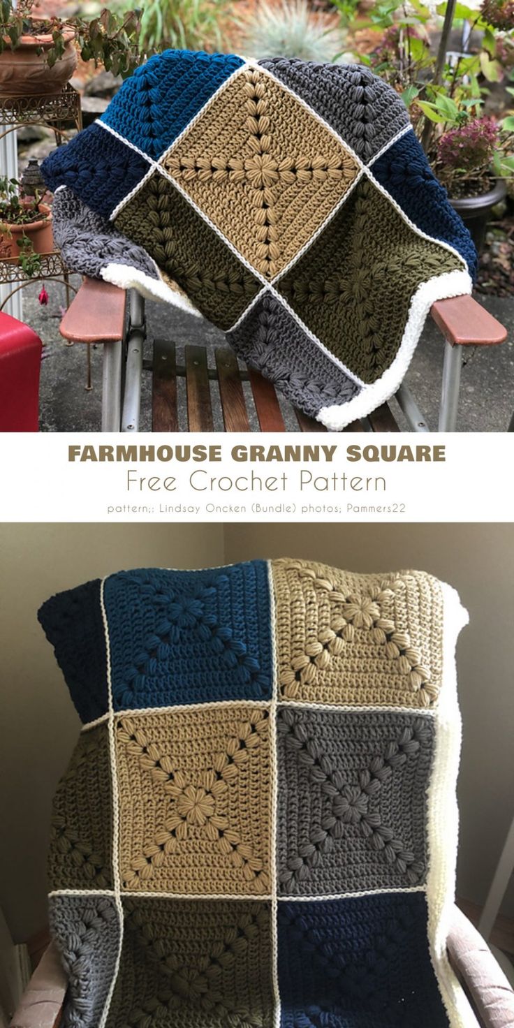 a blanket that has been made to look like granny granny's squares on it