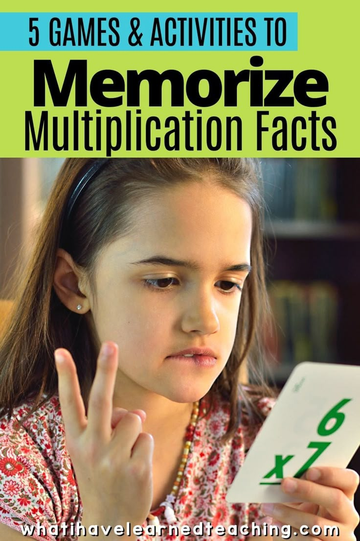 Memorizing multiplication facts via flashcards is not the only way to learn the times tables. Help your elementary students know and understand their multiplication facts with these 5 games and activities. Learning multiplication facts can be a daunting task. These fun games and activities will help. #multiplicationgames via @whatilearned How To Learn Multiplication, Ways To Teach Multiplication Facts, How To Memorize Multiplication Tables, Learning Multiplication Facts Kids, Best Way To Teach Multiplication Facts, Fun Ways To Practice Multiplication, Multiplication Help, Fun Ways To Learn Multiplication Facts, Best Way To Learn Multiplication Facts