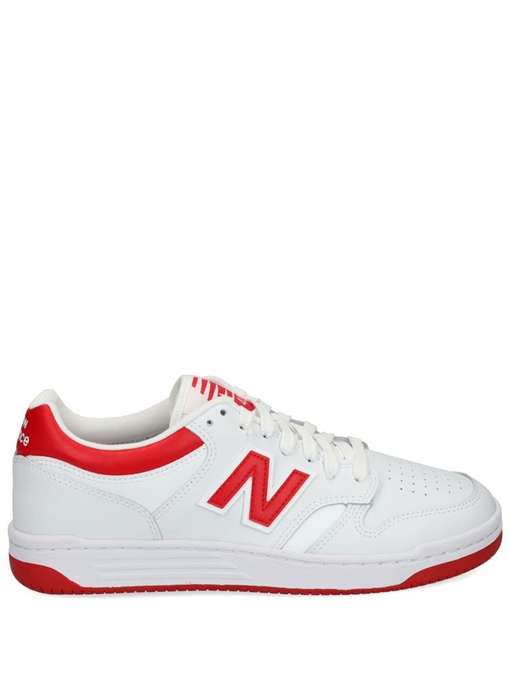 white leather logo patch to the side branded heel counter logo patch at the tongue front lace-up fastening round toe flat rubber sole New Balance 480, Synthetic Rubber, Leather Logo, Sneakers White, White Leather, Patch Logo, Lace Front, New Balance, Rubber Sole