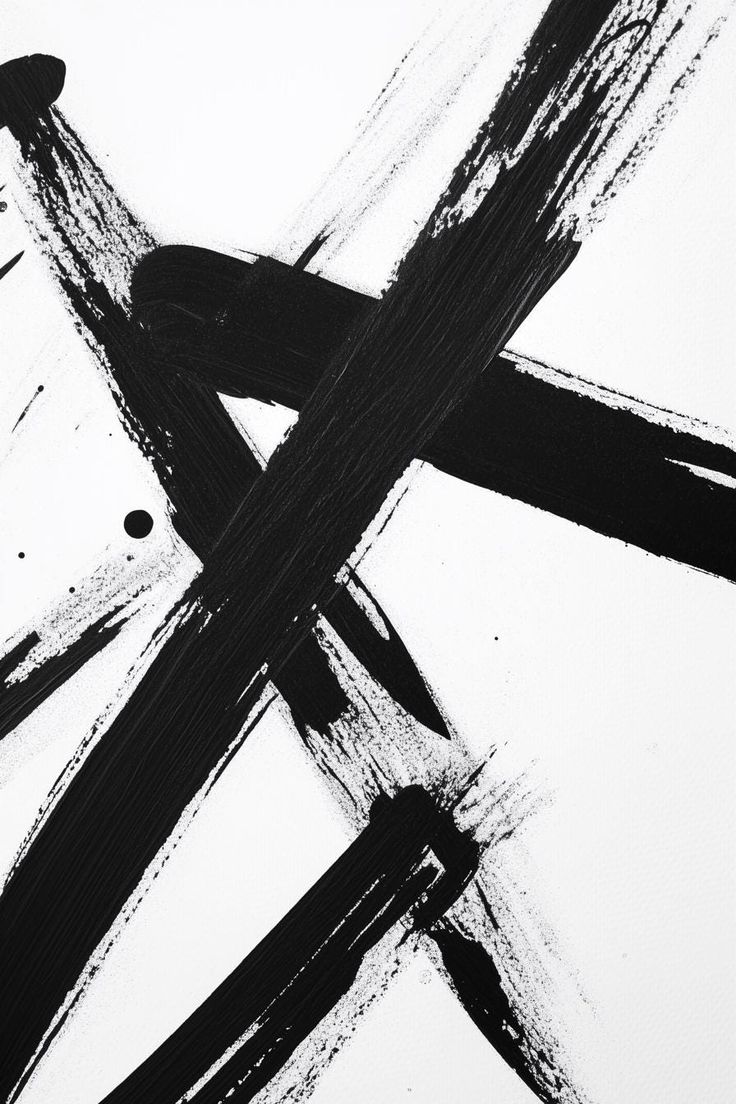 a black and white painting with lines on it