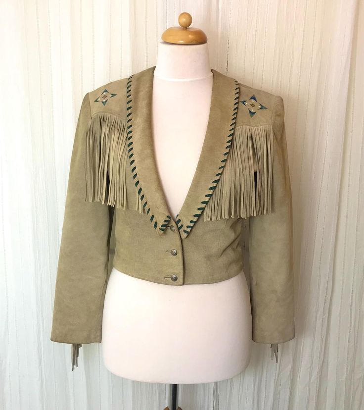 American Cowgirl, Bohemian Cowgirl, Vintage Fringe, Western Jacket, Vintage Hippie, Cow Girl, Hippie Bohemian, Waist Length, Leather Coat