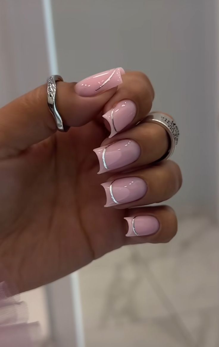 Almond Shaped Chrome Nails, Black French Tip With Chrome, Grey French Tip Nails, Chrome Nails French Tip, Chrome Acrylic Nails, Chrome French, Hard Nails, Drip Nails, Girly Acrylic Nails