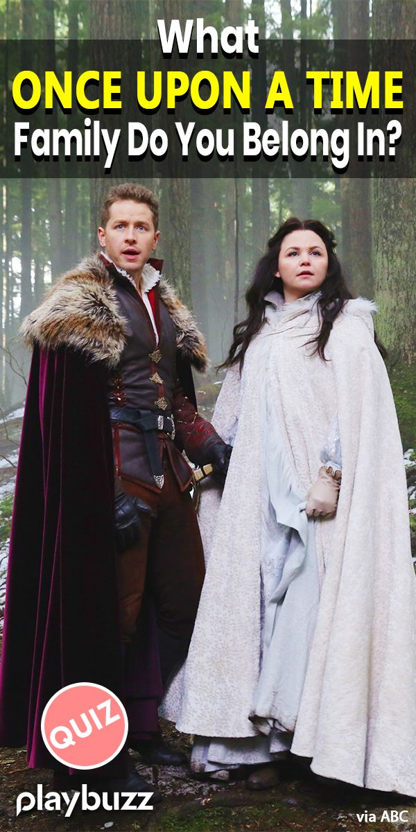 a man and woman dressed in medieval clothing with text that reads, what once upon a time family do you belong in?