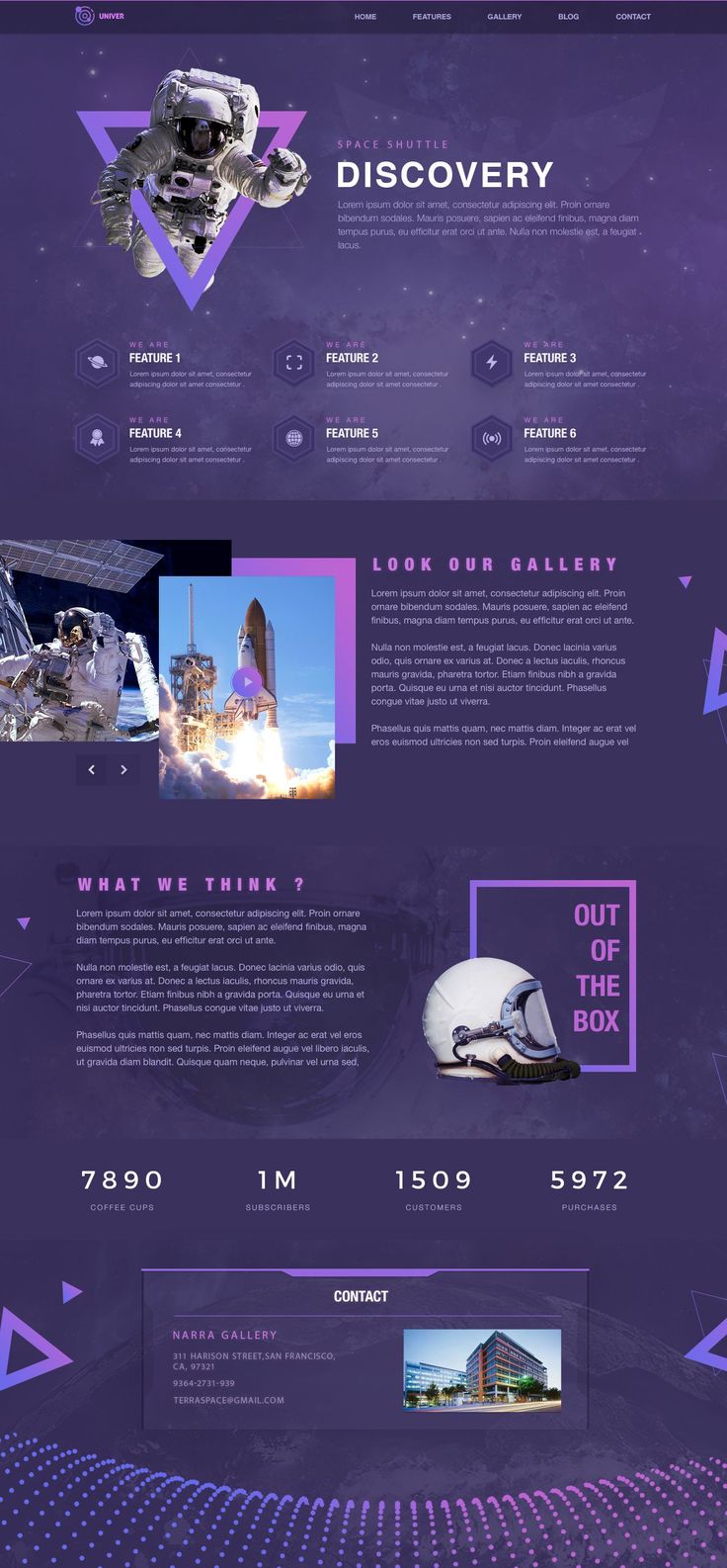 an image of a website page with purple and blue colors, including the word discovery on it