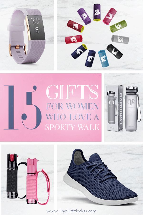 gifts for women who love a sporty walk, running shoes, water bottle and more