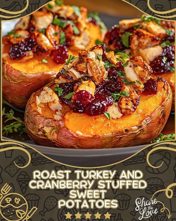 baked sweet potatoes with cranberry sauce and pecans