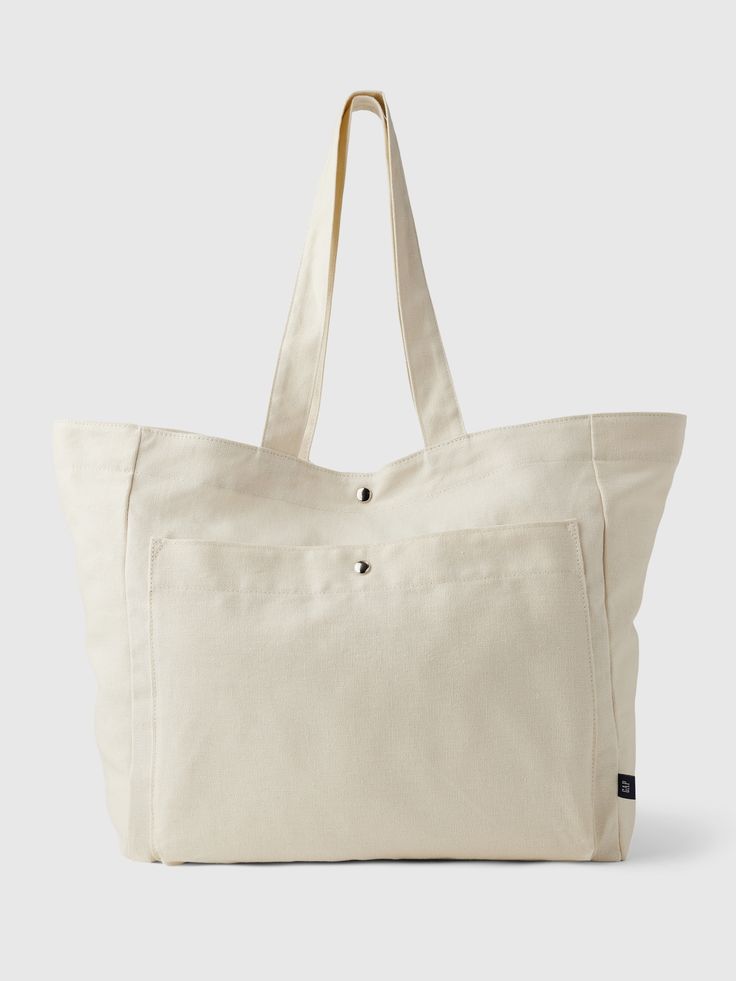 Smooth linen-cotton blend tote bag.  Shoulder straps at top.  Patch pocket at front.  Buttons at center.  Dimensions: 14. 57 L x 7. 48 W x 14. 96 H Hoodie Gap, Tote Bags For School, Closet Tour, School Tote, Best Tote Bags, Linen Bag, Cotton Totes, Spring Collection, Cotton Bag