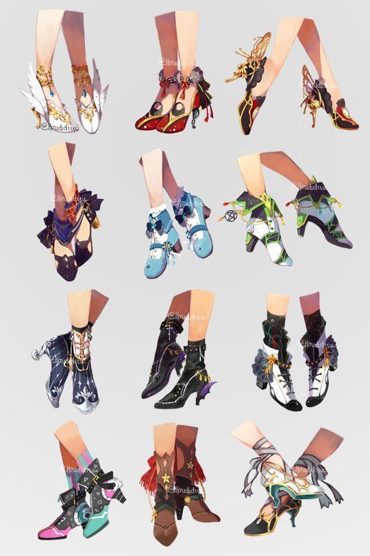 many pairs of shoes are tied together to each other in different styles and colors,