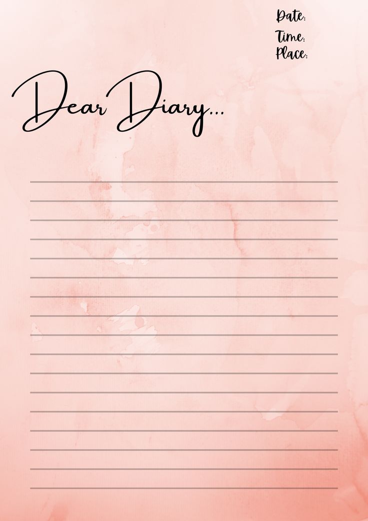 a pink paper with the words dear diary written on it