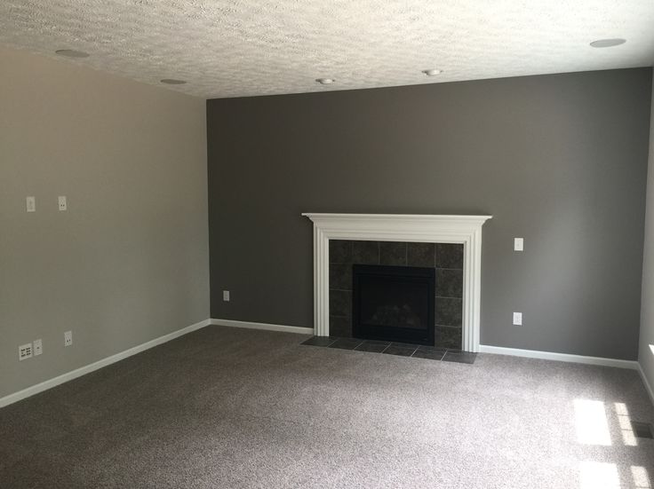 empty living room with fireplace and carpeted floor