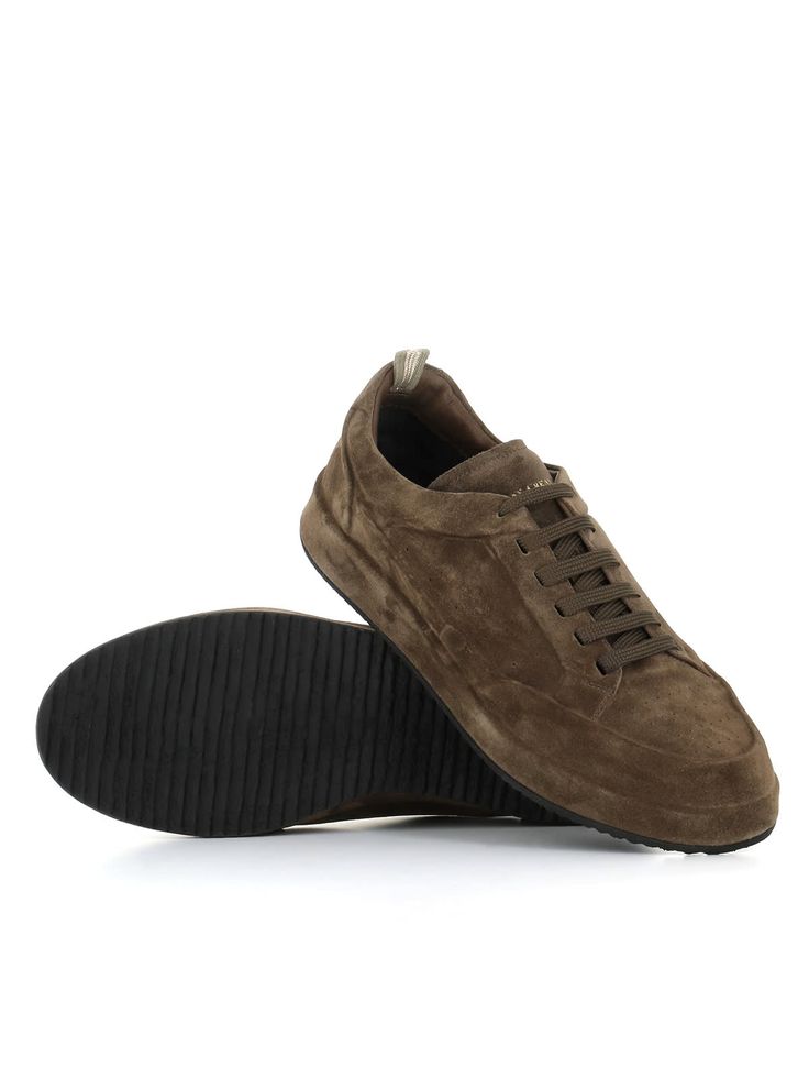 Olive-coloured suede Sneakers from Officine Creative, featuring a lace-up front fastening, round toe, logo on tongue, branded insole and rubber sole. Lined interior. Heel: 3 cmComposition: Suede Calf Leather Low-top Lace-up Shoes With Textured Sole, Suede Lace-up Shoes With Rubber Sole And Round Toe, Brown Suede Sneakers With Laces, Low-top Calf Leather Lace-up Shoes With Stitched Sole, Low-top Lace-up Shoes With Stitched Sole In Calf Leather, Custom Suede Lace-up Sneakers, Custom Lace-up Suede Sneakers, Brown Suede Sneakers With Stitched Sole, Brown Suede Lace-up Custom Sneakers