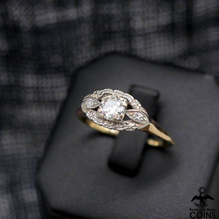 * Metal: 14k Yellow Gold * Weight: 2.9 grams * Ring Size: 9.25 *Experience elegance and timeless beauty with this 14k yellow and white gold 0.45 CTW diamond ring showcasing a vintage Art Nouveau raised setting. Perfect for the modern romantic, this stunning piece exudes class and sophistication, adding a hint of sophistication to any ensemble. Collectible Yellow Gold Rings With Diamond Accents, Heirloom 14k Gold Diamond Ring Collectible, Collectible Heirloom 14k Gold Diamond Ring, Classic Round Cut Diamond Ring Stamped 14k, Classic Diamond White Ring Stamped 14k, Timeless 14k Gold Wedding Ring, Art Deco 14k White Gold Ring, Timeless 14k Wedding Ring, Collectible Brilliant Cut Yellow Gold Diamond Ring