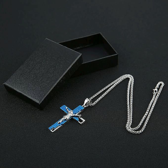 Stylish Holy Jesus Crucifixes Pendant Metal: Stainless Steel is robust and will not tarnish or rust easily, it is easy to maitain and ideal for long-lasting jewelry designs Chain: 22" + 2 inches chain extender. 3.0 mm Wide link chain Pendant size:6.7cm x 3.75cm / 2.6 in x 1.47 in Crucifix Bible Prayer Pendant Necklace 22+2" Chain Steel Cross, Cross Chain, Chain Extenders, Bible Prayers, Chain Pendant, Chains For Men, Chain Pendants, Jewelry Designs, Stylish Men