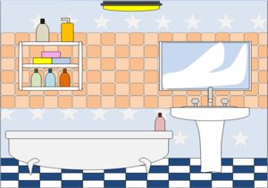 a bathroom scene with a toilet, sink and bathtub in the same color scheme