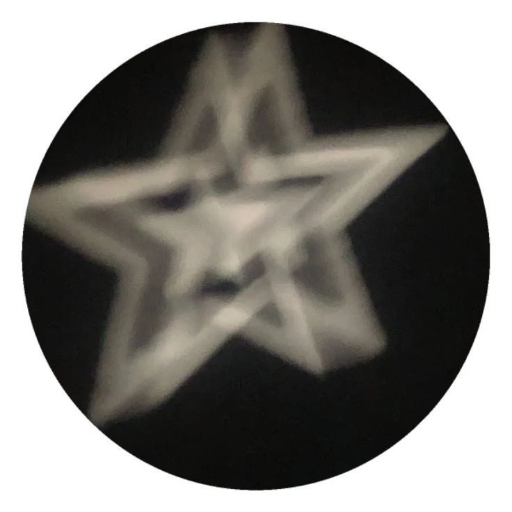 a white star is in the middle of a black circle