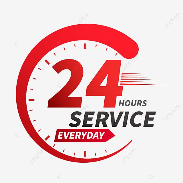 the 24 hours service logo is red and white, clock, hour png and psd