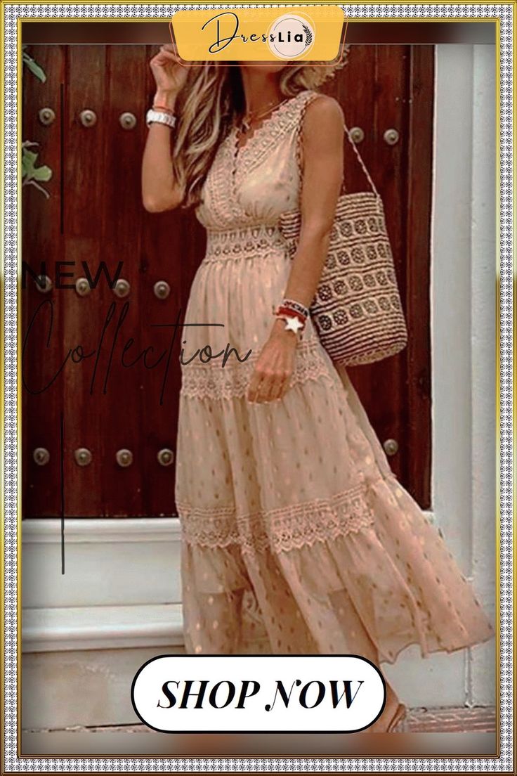 Women's A-line Dress Maxi Long Dress Sleeveless Chiffon Dress, Boho Summer Dresses, Dress Bohemian, Chiffon Midi Dress, Sophisticated Dress, Midi Dress Summer, Style Maxi Dress, Lace Fashion, Sand Color