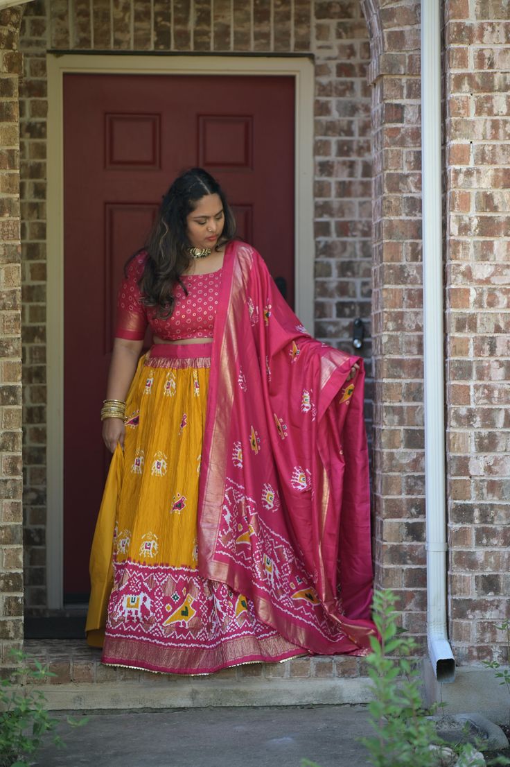 Elevate your ethnic wardrobe with our exquisite Dola Silk Lehenga. This luxurious ensemble combines the rich texture of Dola silk with the timeless beauty of Kalamkari art, making it perfect for festive occasion and wedding Blouse will have 3 to 5 inches of extra allowance Model is wearing size XL or 42 size. Disclaimer:The actual color may vary slightly due to different screen calibration.Since this product is handwoven, there might be slight irregularities and unevenness in the weave, pattern or selvedge. But isn't it wonderful that nobody else will ever own this beauty, handcrafted just for you Navratri Slub Silk Sets With Dori Work, Bollywood Style Wedding Slub Silk Sets, Traditional Dola Silk Palazzo Set With Dori Work, Slub Silk Sets With Dori Work For Wedding, Navratri Silk Palazzo Set With Traditional Drape, Diwali Dola Silk Palazzo Set With Dori Work, Traditional Drape Silk Palazzo Set For Navratri, Slub Silk Wedding Sets With Dori Work, Anarkali Slub Silk Set With Pallu