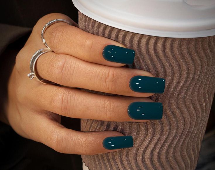 Indulge in the luxurious allure of our Dark Teal Green Press on Nails! Crafted with precision and care, these nails boast a captivating dark teal green hue that exudes sophistication and elegance. You will receive a full set of 10 nails in your size along with a complimentary gift of a nail file, cuticle stick, alcohol wipes, and nail glue. If you prefer tape tabs instead of glue, just let us know. I am more than happy to personalize your order, so please reach out to me to discuss your preferen Square Classy Nails Acrylic, Classy Nail Colors Fall, Dark Hunter Green Nails, Nail Colors For October, Dark Teal Glitter Nails, Navy Color Nails, Teal And Rust Nails, Shellac Nail Designs Winter, Darker Color Nails