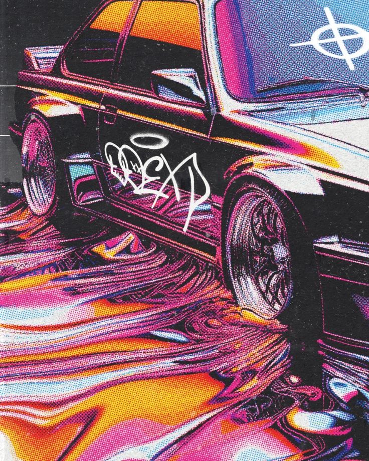 an image of a car with graffiti on it