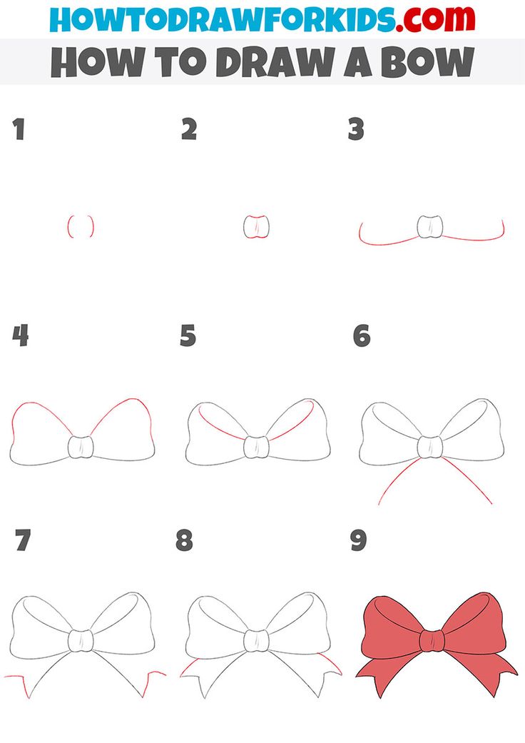 how to draw a bow step by step instructions for kids and beginners with pictures