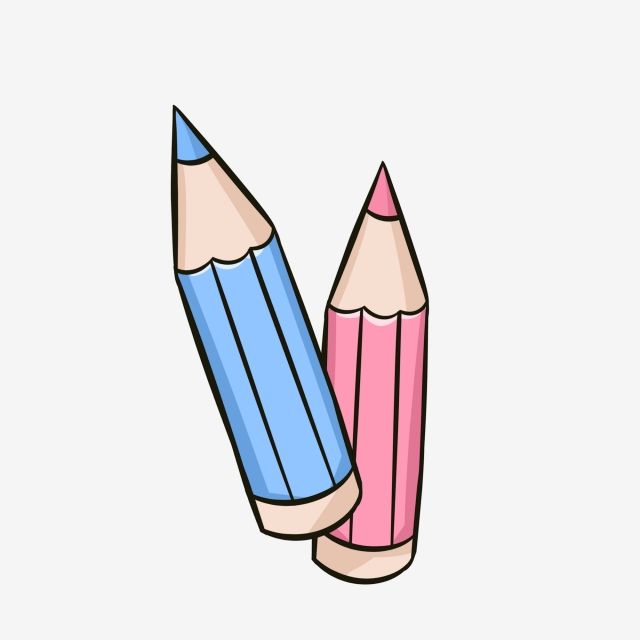 two colored pencils sitting next to each other