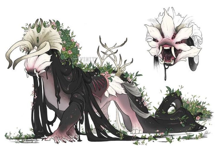 an animal with horns and flowers on its back