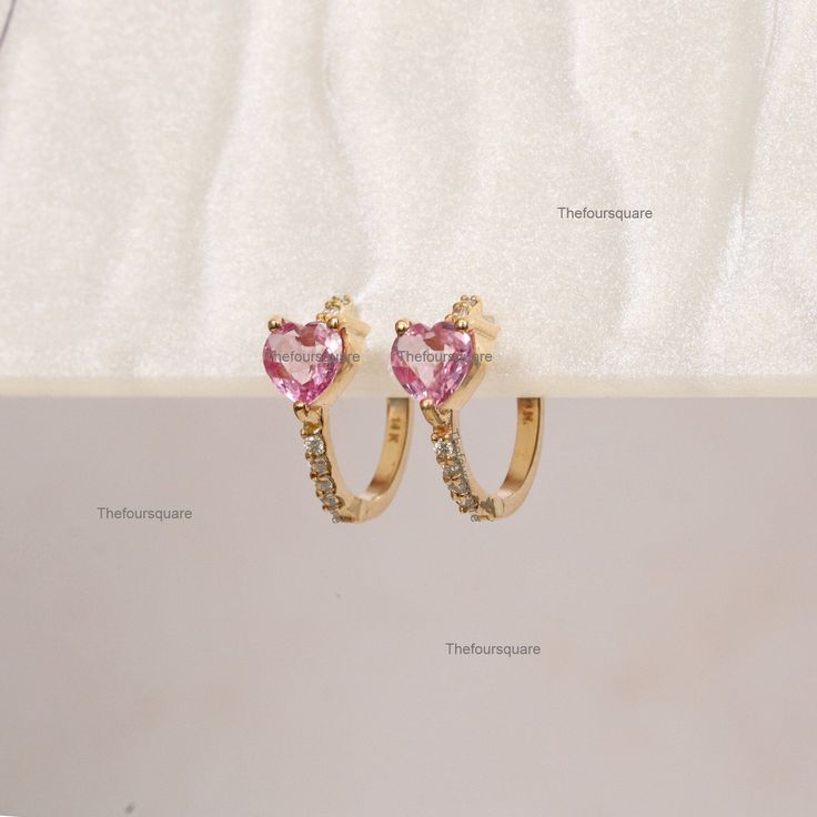 Natural Heart Pink Sapphire & Diamond Mini Hoop Earrings, Women Jewelry, Solid Gold Hoops, September Birthstone Jewelry, Pave Diamond Huggies, Tiny Gemstone Hoops Petite Gift For Mom, Sister, Friend, Girlfriend and Wife. Also available in Rose Gold, White Gold and Yellow Gold. 𝐏𝐫𝐨𝐝𝐮𝐜𝐭 𝐢𝐧𝐟𝐨: 𝟏𝟒𝐤 𝐬𝐨𝐥𝐢𝐝 𝐠𝐨𝐥𝐝 ★𝐃𝐞𝐭𝐚𝐢𝐥𝐬 ★𝐒𝐊𝐔 𝐂𝐨𝐝 : 2921 ★𝐏𝐮𝐫𝐢𝐭𝐲 : Solid 14k Gold ( Also available in 9k & 18k Solid Gold) ★𝐌𝐞𝐭𝐚𝐥 : Yellow Gold ( Also available in Rose Gold & Wh Yellow Gold Hoop Earrings For Wedding On Valentine's Day, Drop Hoop Earrings For Wedding On Valentine's Day, Valentine's Day Huggie Earrings For Anniversary, Pink Huggie Jewelry With Prong Setting, Pink Huggie Hoop Earrings For Anniversary, Pink Small Hoop Jewelry For Anniversary, Pink Hoop Huggie Earrings For Anniversary, Pink Clip-on Jewelry For Anniversary, Pink Clip-on Earrings For Anniversary