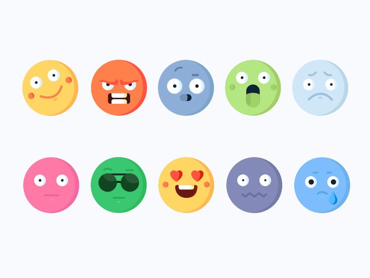 an assortment of emoticions with different facial expressions