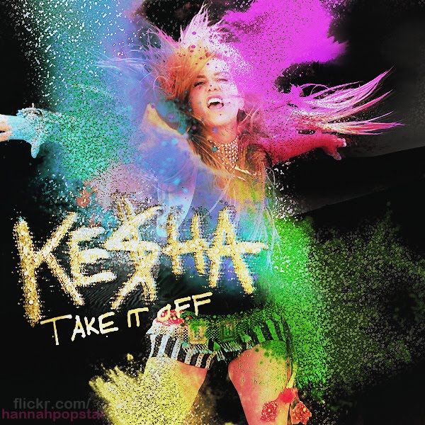 a woman is dancing with colored powder on her face and body in front of the words keshah take it off