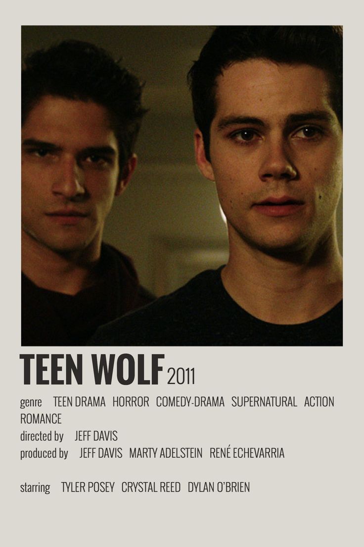 two young men standing next to each other in front of a white poster with the words teen wolf 2011 on it