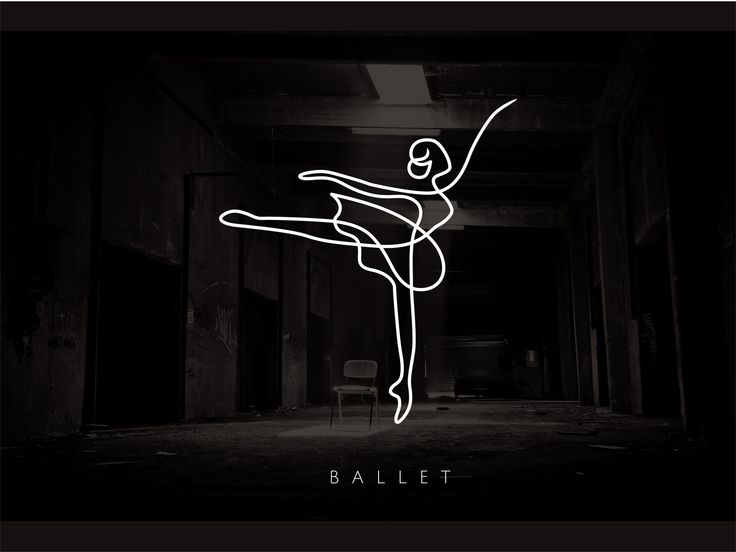 a black and white photo of a ballerina in an empty room with the word ballet on it