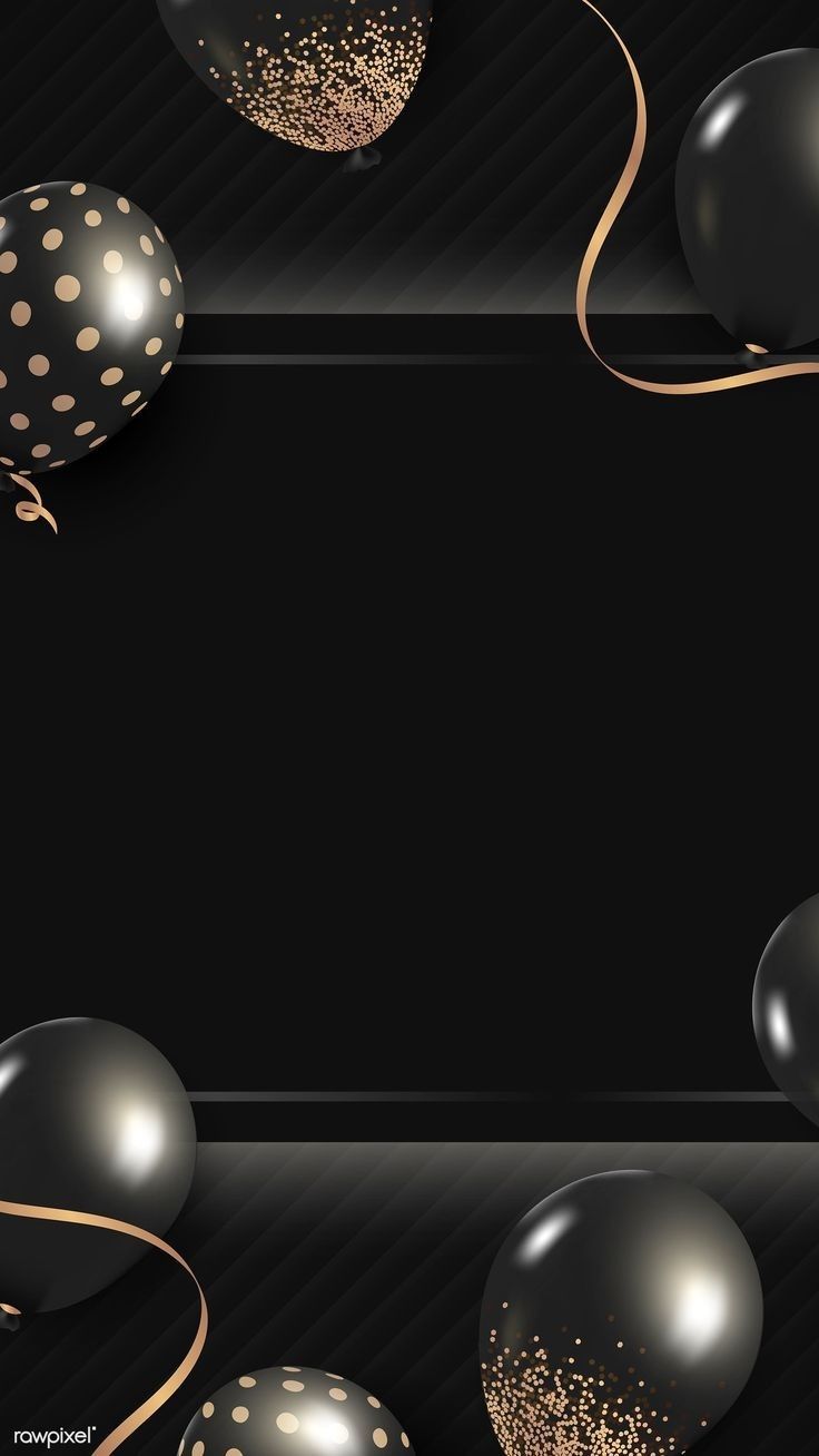 a black and gold background with balloons