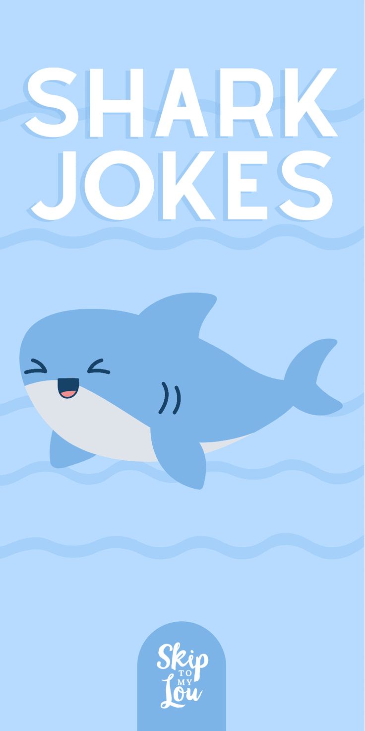 a shark with the words shark jokes on it