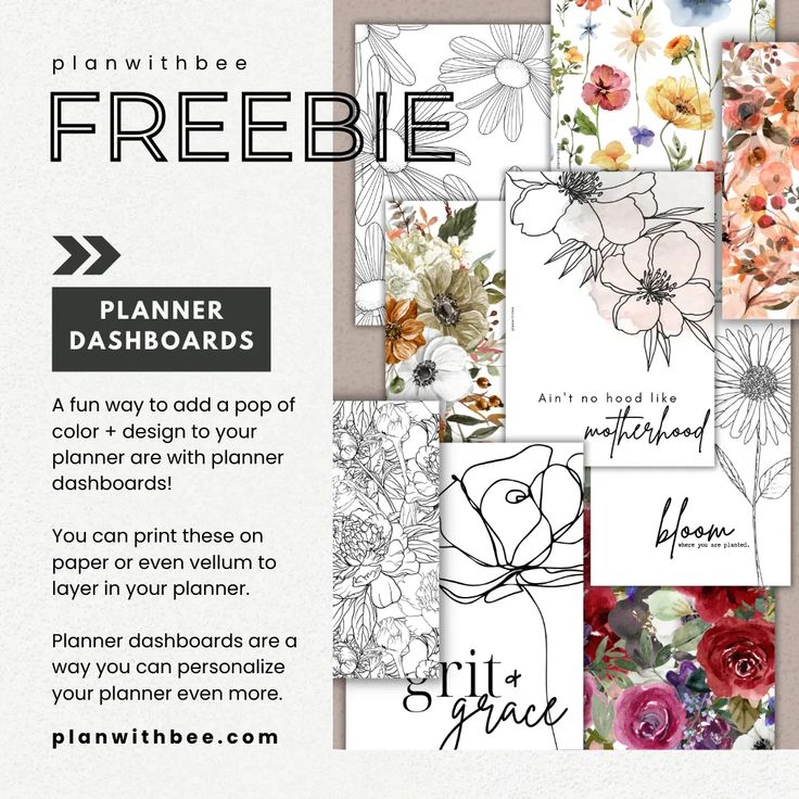 a bunch of cards with flowers on them and the words freebie written in black