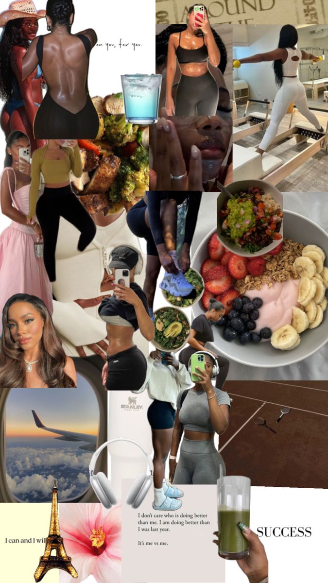 a collage of photos with people and food