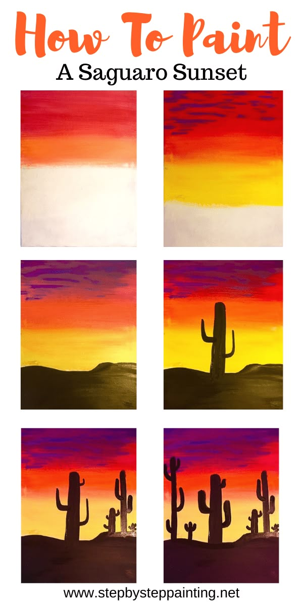 how to paint desert sunset with different colors