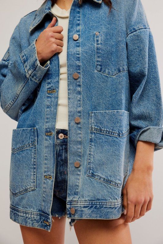 This Avery Denim Jacket in classic blue is the perfect addition to your wardrobe. Made with high quality denim, this longer jacket is both stylish and practical with its multiple pockets. Upgrade your fashion game with this versatile jean jacket. Everyday Medium Wash Shacket For Fall, Everyday Medium Wash Fall Shacket, Washed Medium Wash Utility Jacket, Trendy Medium Wash Denim Top With Pockets, Classic Medium Wash Everyday Outerwear, Classic Everyday Outerwear In Medium Wash, Classic Medium Wash Outerwear For Everyday, Utility Washed Blue Denim Jacket With Patch Pockets, Utility Style Washed Blue Denim Jacket With Patch Pockets