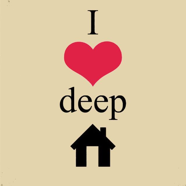 i love deep house with heart and arrow on beige background for print or web design