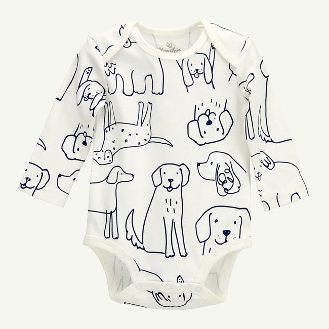 Dog Print Long Sleeve Bodysuit - The Little Brand with a Big Heart. Kids Clothing Brands, Online Kids Clothes, Cotton Bodysuit, Organic Baby Clothes, Baby Set, Short Sleeve Bodysuit, Kids Prints, Dog Print, Long Sleeve Bodysuit