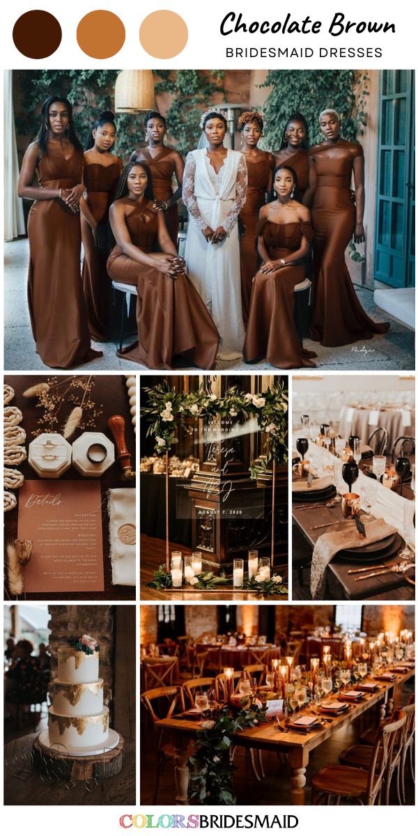 chocolate brown bridesmaid dresses are the perfect color scheme for your wedding day or special occasion