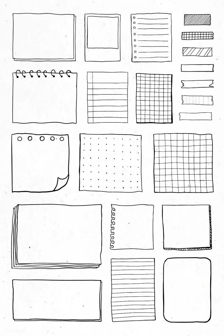 a bunch of different types of paper with lines on them and squares in the middle