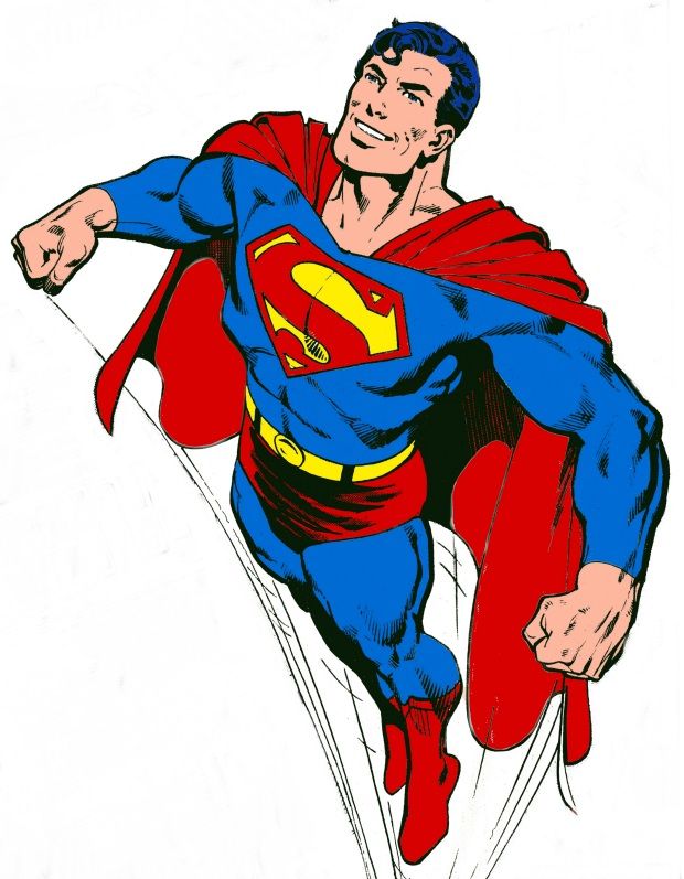 a man in a superman costume flying through the air