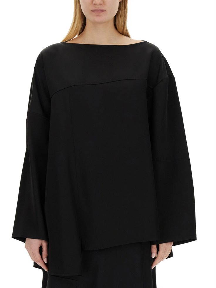 Asymmetrical Top Modern Fall Tops With Asymmetrical Neckline, Modern Tops With Asymmetrical Neckline For Fall, Versatile Asymmetrical Evening Blouse, Modern Top With Asymmetrical Neckline For Fall, Asymmetrical Evening Blouse, Chic Oversized Tops For Evening, Modern Asymmetrical Hem Top For Fall, Casual Asymmetrical Blouse For Evening, Chic Viscose Tops With Asymmetrical Hem